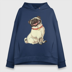 Женское худи Oversize хлопок Радостный мопс