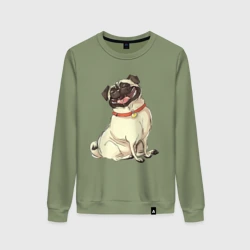 Женский свитшот хлопок Радостный мопс
