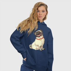 Женское худи Oversize хлопок Радостный мопс - фото 2