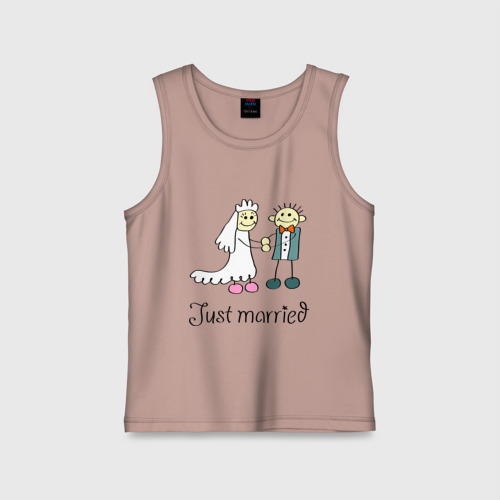 Детская майка хлопок Just married, цвет пыльно-розовый