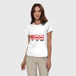 Женская пижама с белой футболкой хлопок Еда, сон, танки - фото 2