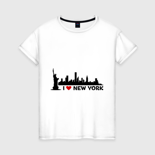 Женская футболка хлопок I love NY (панорама)