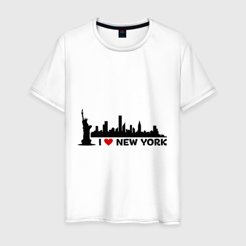 Мужская футболка хлопок I love NY (панорама), цвет белый
