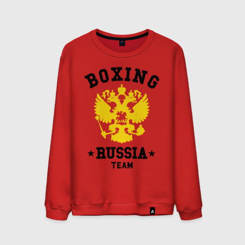 Мужской свитшот хлопок с принтом Boxing Russia Team, вид спереди #2