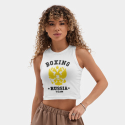 Женская укороченная майка-топ хлопок Boxing Russia Team - фото 2