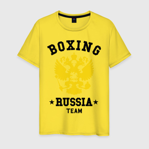 Мужская футболка хлопок Boxing Russia Team, цвет желтый