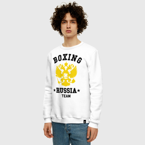 Мужской свитшот хлопок Boxing Russia Team, цвет белый - фото 3