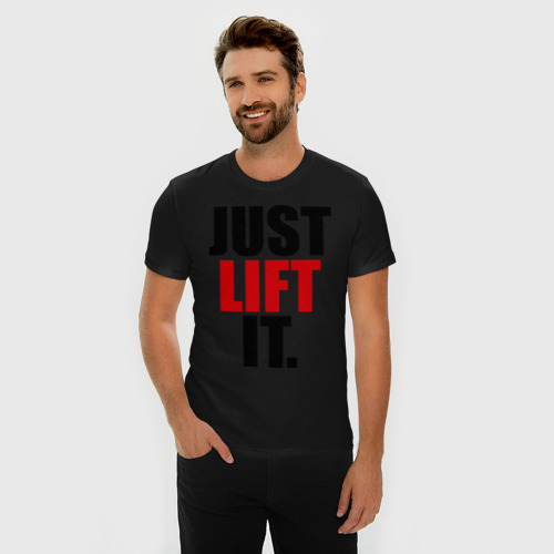 Мужская футболка хлопок Slim Just lift it (Просто подними ее), цвет черный - фото 3