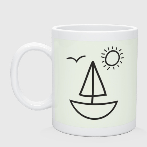 Кружка керамическая с принтом Настроение - море и яхта, вид спереди #2