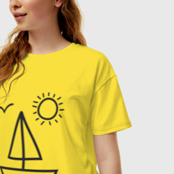 Женская футболка хлопок Oversize Настроение - море и яхта - фото 2