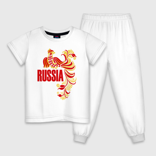 Детская пижама хлопок с принтом Россия, вид спереди #2