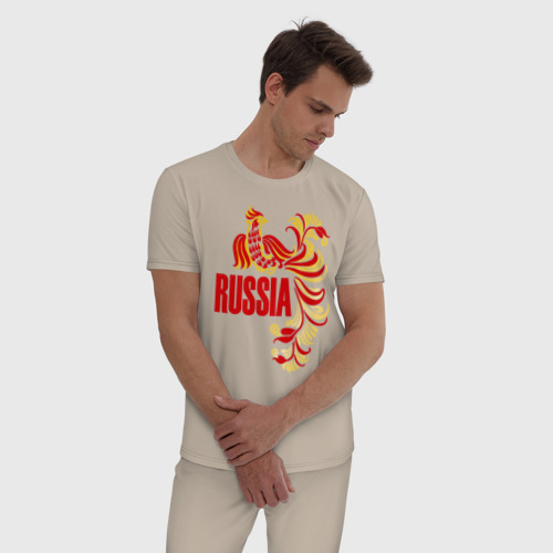 Мужская пижама хлопок Россия, цвет миндальный - фото 3