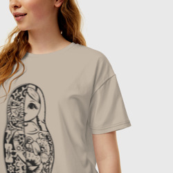 Женская футболка хлопок Oversize Матрешка - фото 2