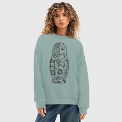 Женский свитшот oversize без начеса хлопок Матрешка - фото 2