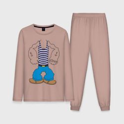 Мужская пижама с лонгсливом хлопок Костюм морячка