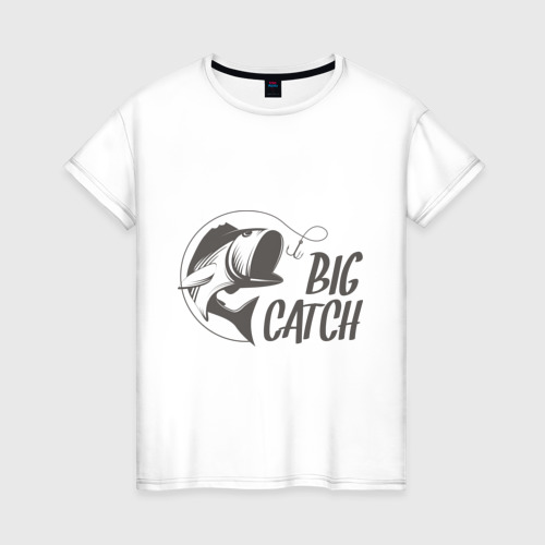 Женская футболка хлопок Big catch, цвет белый