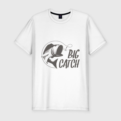 Мужская футболка хлопок Slim Big catch, цвет белый