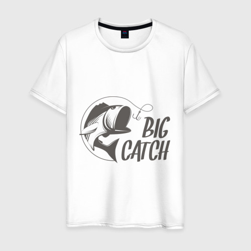 Мужская футболка хлопок Big catch, цвет белый