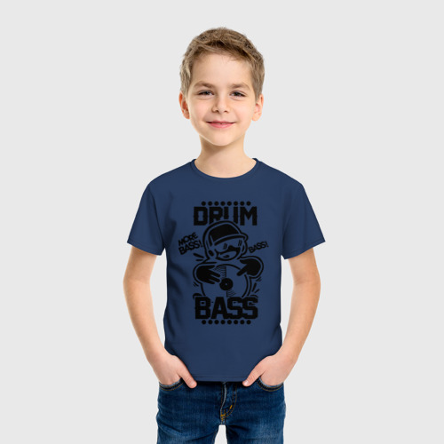 Детская футболка хлопок Drum n bass пластинка, цвет темно-синий - фото 3