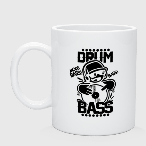 Кружка керамическая Drum n bass пластинка, цвет белый