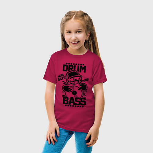 Детская футболка хлопок Drum n bass пластинка, цвет маджента - фото 5