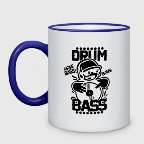 Кружка двухцветная Drum n bass пластинка, цвет Кант синий