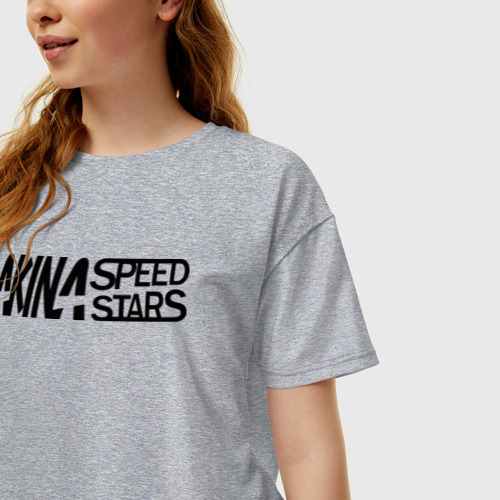 Женская футболка хлопок Oversize с принтом Akina speed star, фото на моделе #1