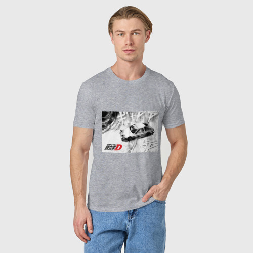 Мужская футболка хлопок Initial D машина, цвет меланж - фото 3
