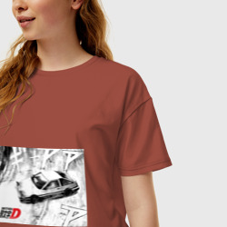 Женская футболка хлопок Oversize Initial D машина - фото 2
