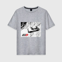 Женская футболка хлопок Oversize Initial D машина