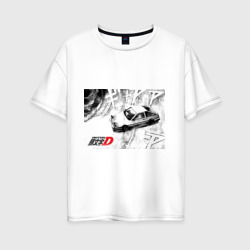 Женская футболка хлопок Oversize Initial D машина