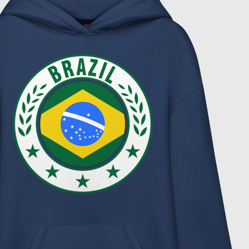 Худи SuperOversize хлопок Brazil - Бразилия ЧМ-2014, цвет темно-синий - фото 3
