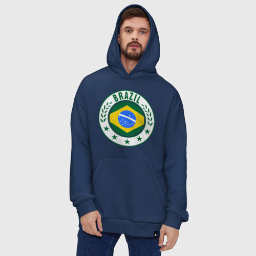 Худи SuperOversize хлопок Brazil - Бразилия ЧМ-2014, цвет темно-синий - фото 5