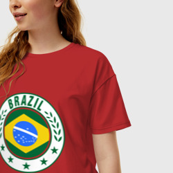 Женская футболка хлопок Oversize Brazil - Бразилия ЧМ-2014 - фото 2