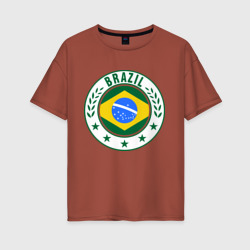 Женская футболка хлопок Oversize Brazil - Бразилия ЧМ-2014