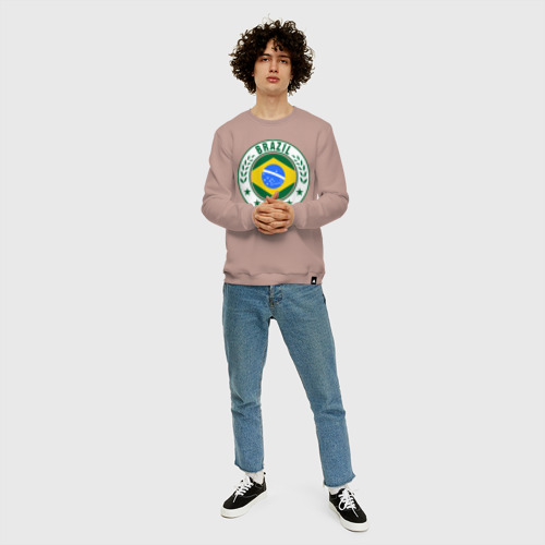 Мужской свитшот хлопок Brazil - Бразилия ЧМ-2014, цвет пыльно-розовый - фото 5