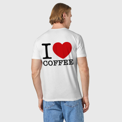 Мужская футболка хлопок I love coffee, цвет белый - фото 4