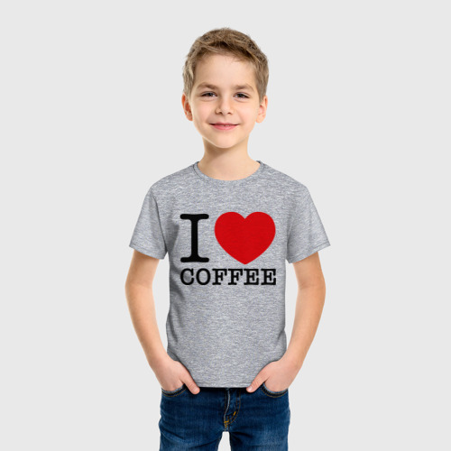 Детская футболка хлопок I love coffee, цвет меланж - фото 3