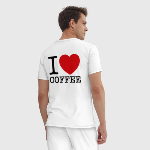 Мужская пижама хлопок I love coffee, цвет белый - фото 4