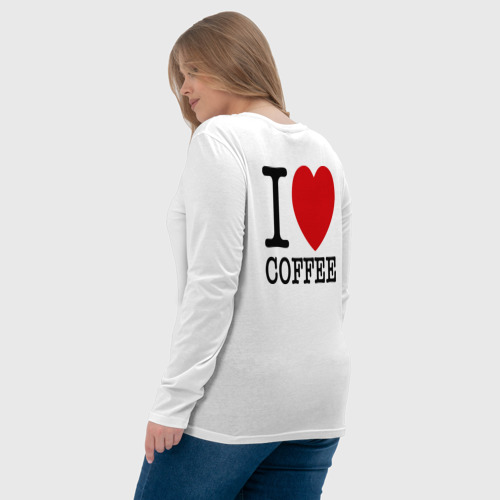 Женский лонгслив хлопок I love coffee, цвет белый - фото 7