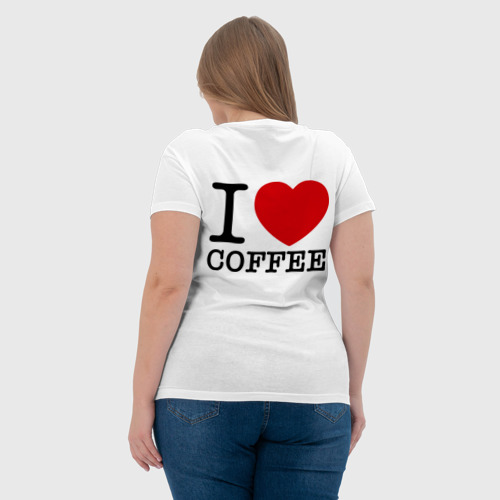 Женская футболка хлопок I love coffee, цвет белый - фото 7