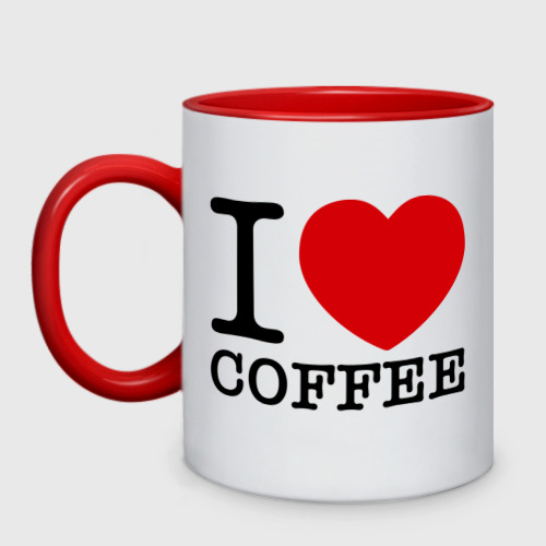 Кружка двухцветная I love coffee, цвет белый + красный