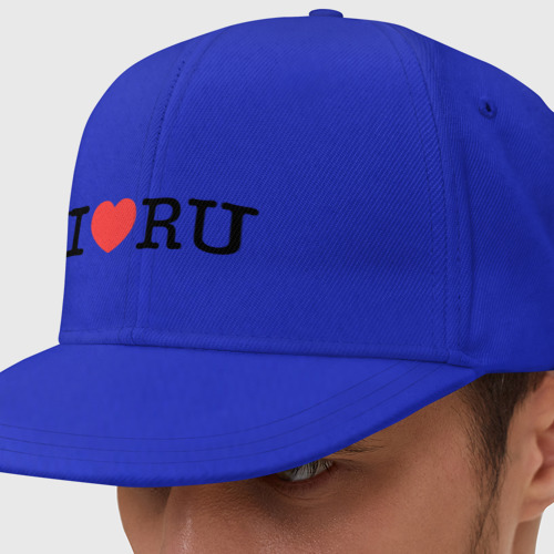 Кепка снепбек с прямым козырьком I love RU (horizontal), цвет синий