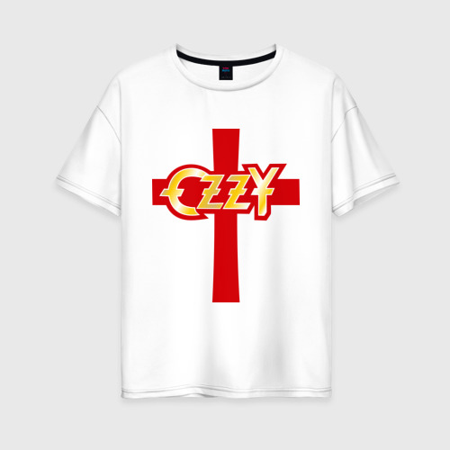 Женская футболка из хлопка оверсайз с принтом Ozzy Osbourne Оззи Осборн, вид спереди №1