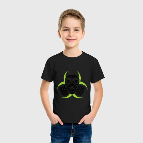 Детская футболка хлопок Радиация и противогаз, цвет черный - фото 3