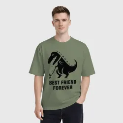 Мужская футболка хлопок Oversize Годзилла Best friend - фото 2