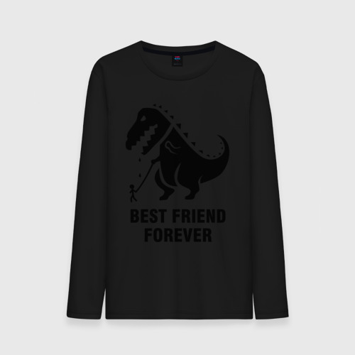 Мужской лонгслив хлопок Годзилла Best friend, цвет черный