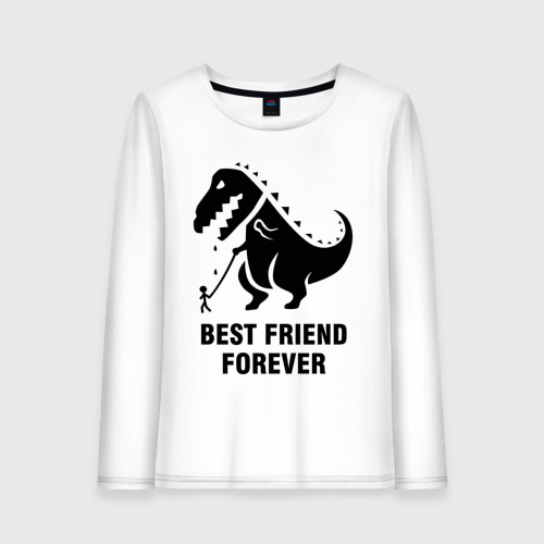 Женский лонгслив хлопок Годзилла Best friend, цвет белый