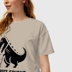 Женская футболка хлопок Oversize Годзилла Best friend - фото 2