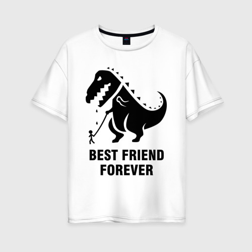Женская футболка из хлопка оверсайз с принтом Годзилла Best friend, вид спереди №1